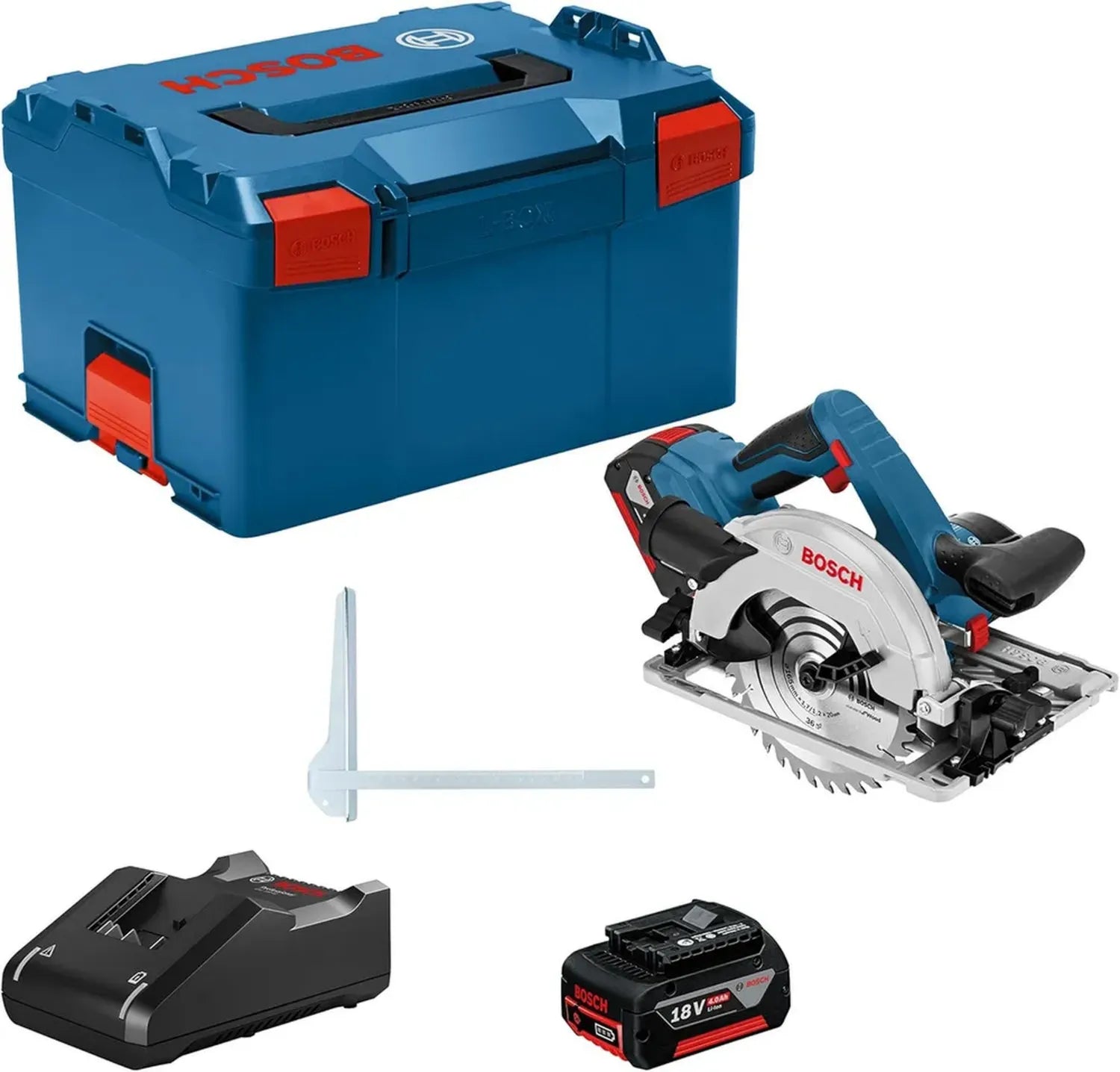 Scie Circulaire Sans-Fil 18V Bosch Pro avec Rail de Guidage, 57 mm, 2 Batteries 4,0 Ah